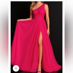 Jovani One Shoulder Pink Gown